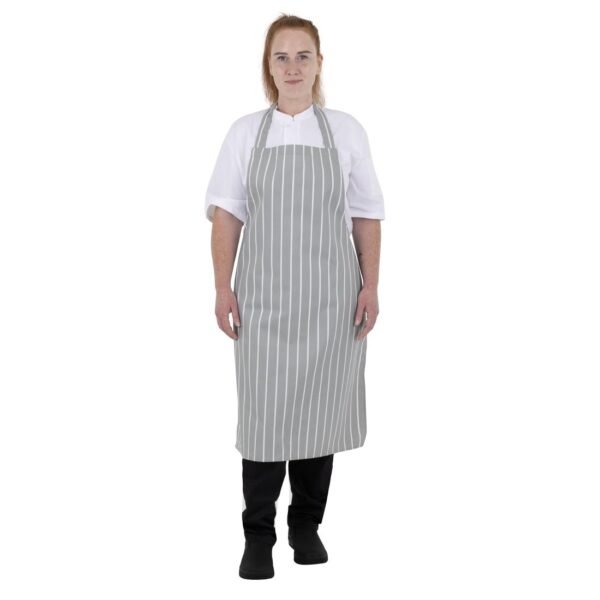 Whites Bib Apron Grey/White Butchers Stripe - 28-38" - Image 9