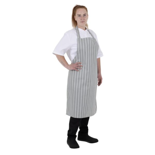 Whites Bib Apron Grey/White Butchers Stripe - 28-38" - Image 10