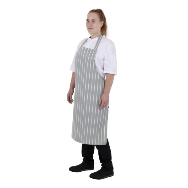 Whites Bib Apron Grey/White Butchers Stripe - 28-38" - Image 11