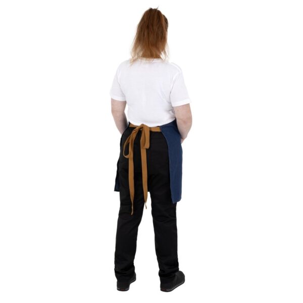 Southside Short Length Bib Apron Denim Blue (Tan Ties) - 780x700mm - Image 11