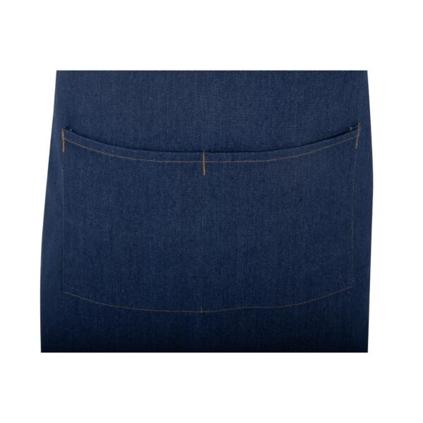 Southside Short Length X-Cross Back Bib Apron Denim Blue (Tan Ties) - 780x700mm - Image 6