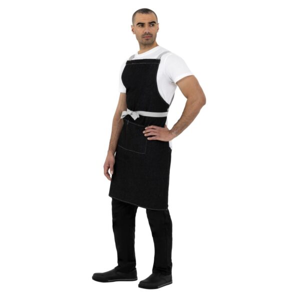 Southside X-Cross Back Bib Apron Denim Black - 1000x700mm - Image 9