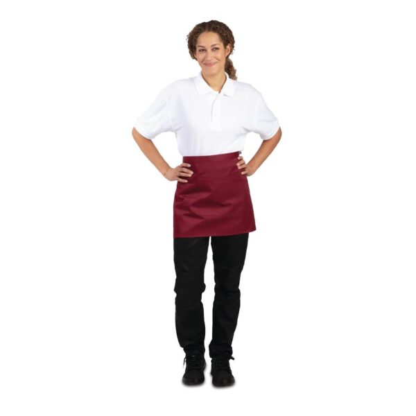 Whites Short Bistro Apron Burgundy - 750x373mm 29.5x14.7" - Image 4