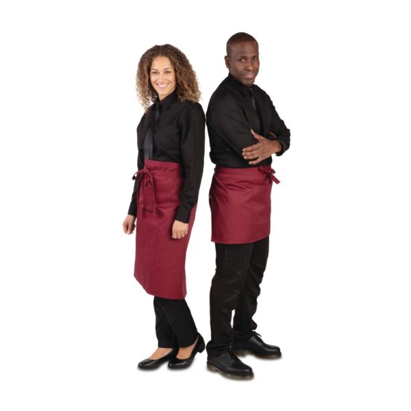 Whites Short Bistro Apron Burgundy - 750x373mm 29.5x14.7" - Image 5