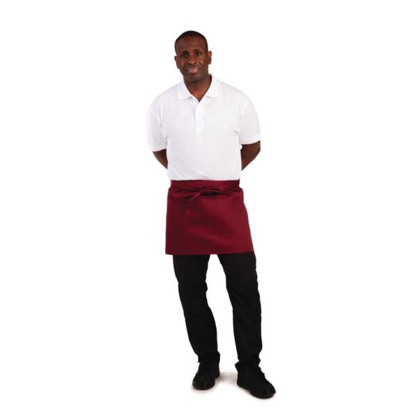 Whites Short Bistro Apron Burgundy - 750x373mm 29.5x14.7" - Image 7