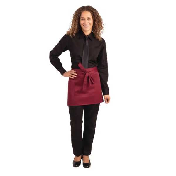 Whites Short Bistro Apron Burgundy - 750x373mm 29.5x14.7" - Image 6