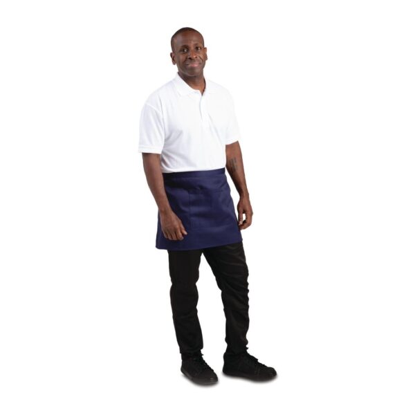 Whites Short Bistro Apron Navy Blue - 750x373mm 29.5x14.7" - Image 2