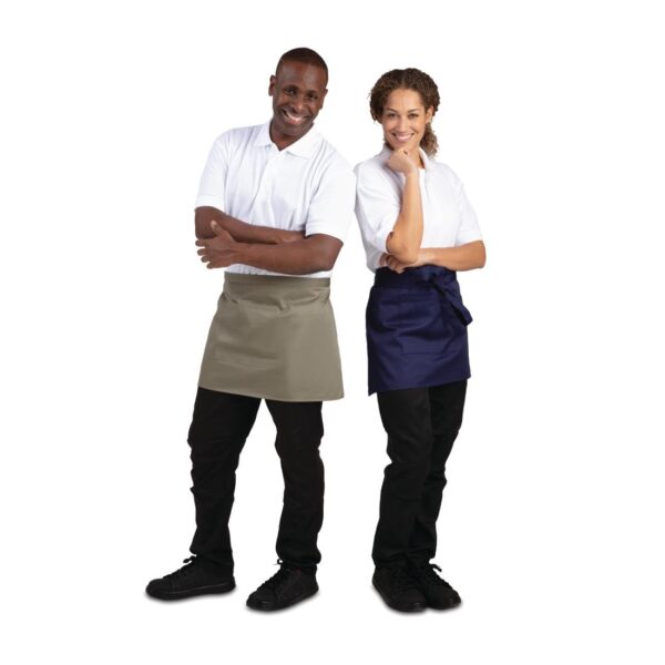 Whites Short Bistro Apron Navy Blue - 750x373mm 29.5x14.7" - Image 4