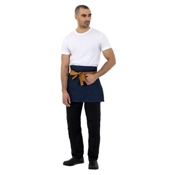 Southside Waist Apron Denim Blue (Tan Ties) - 700x430mm - Image 3