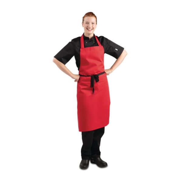 Whites Bib Apron Polycotton Red - Image 2
