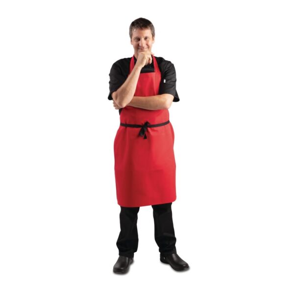 Whites Bib Apron Polycotton Red - Image 4