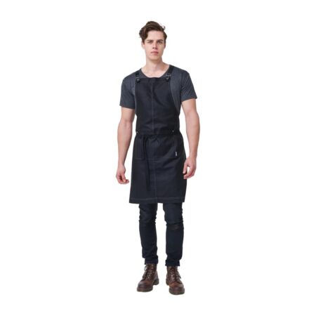 Linen/Viscose Bib Apron Black Theodore