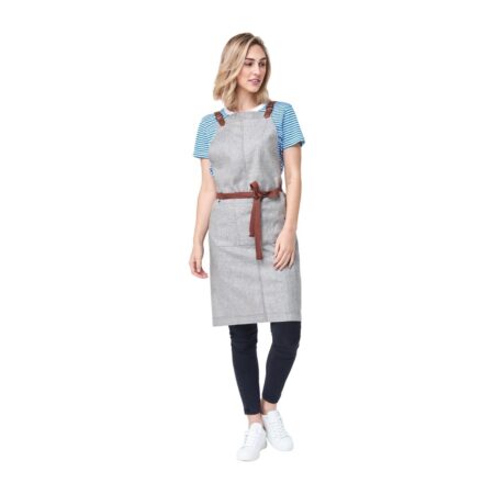 Linen/Viscose Bib Apron Taupe Theodore