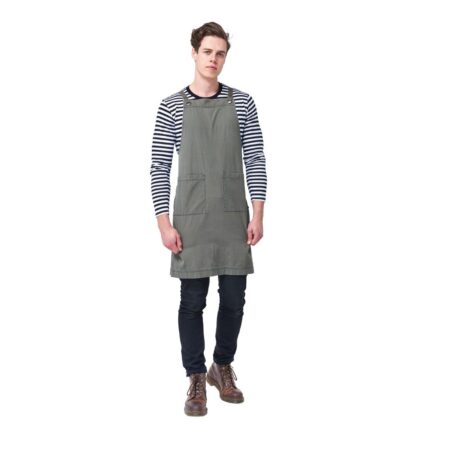 Light Cotton canvas Bib Apron Khaki Archie