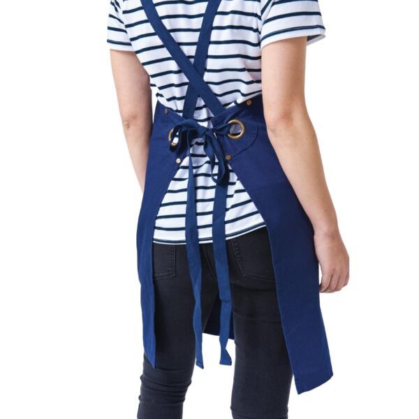 Light Cotton canvas Bib Apron Navy Archie - Image 2