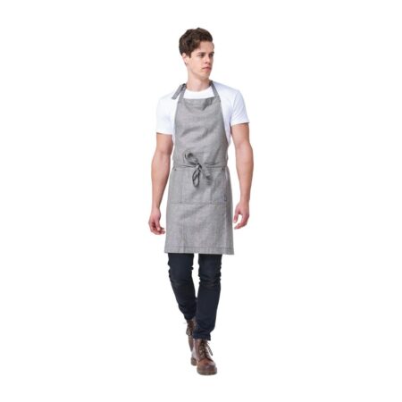 Linen/Viscose Bib Apron Charcoal Clementine