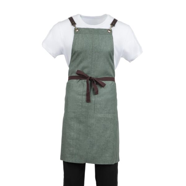 Southside Linen Blend Bib Apron Forest Green - Image 2