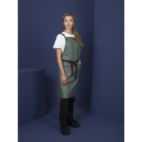 Southside Linen Blend Bib Apron Forest Green - Image 10