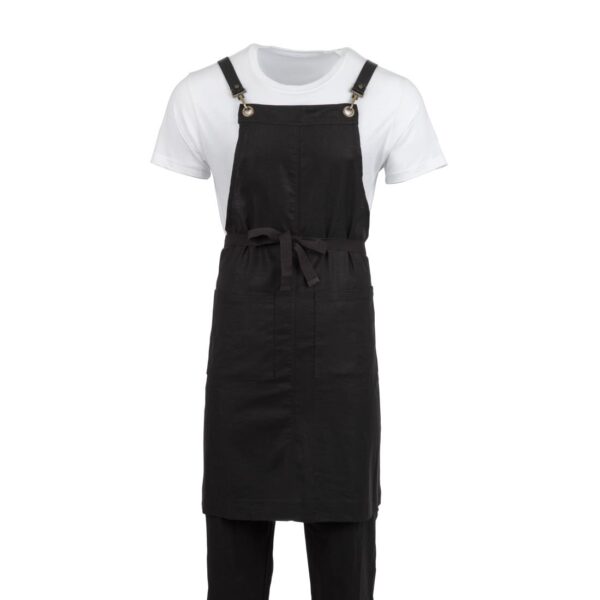 Southside Linen Blend Bib Apron Black - Image 2