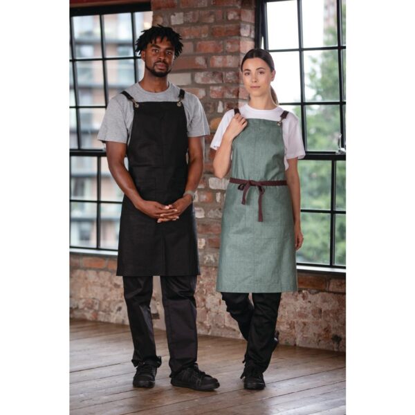 Southside Linen Blend Bib Apron Forest Green - Image 11