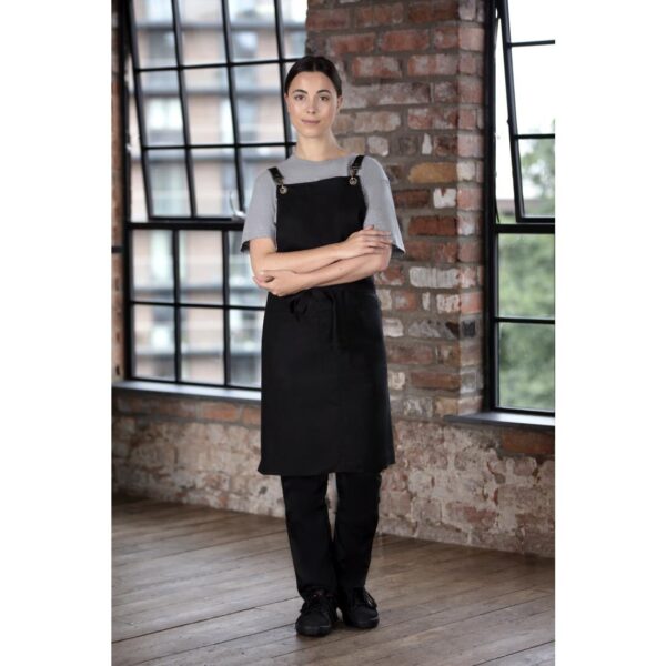 Southside Linen Blend Bib Apron Black - Image 5