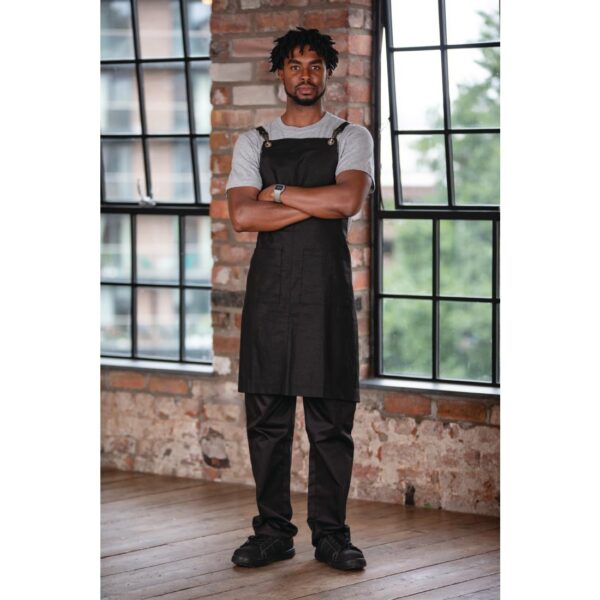 Southside Linen Blend Bib Apron Black - Image 8