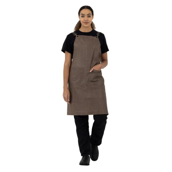 Southside Linen Blend Bib Apron Chocolate - Image 7