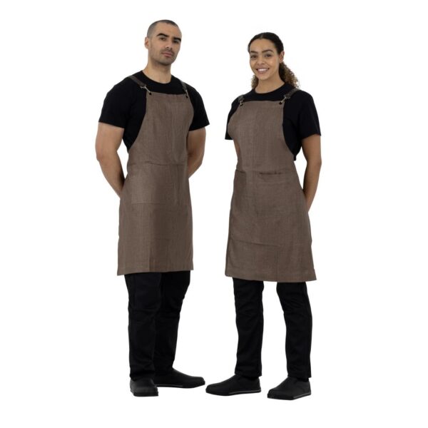 Southside Linen Blend Bib Apron Chocolate - Image 5
