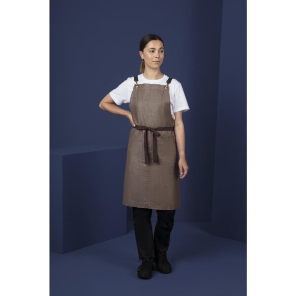 Southside Linen Blend Bib Apron Chocolate - Image 9