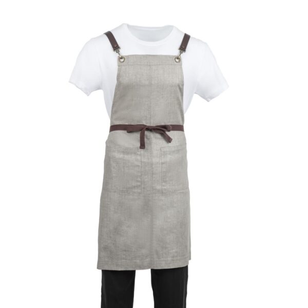 Southside Linen Blend Bib Apron Grey - Image 2