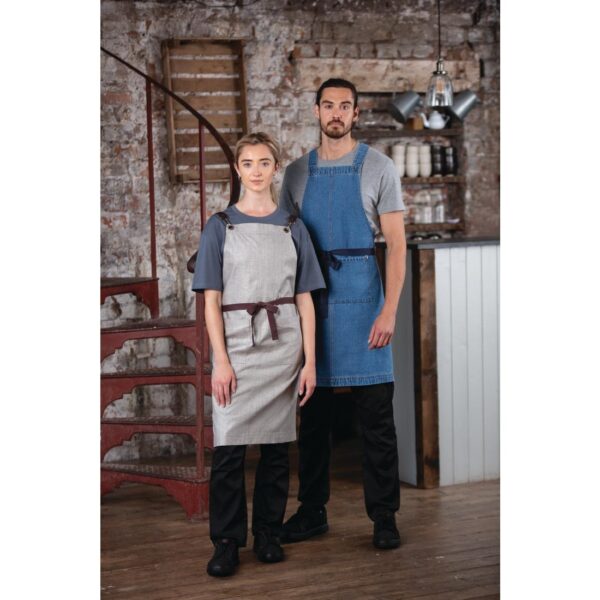 Southside Linen Blend Bib Apron Grey - Image 5