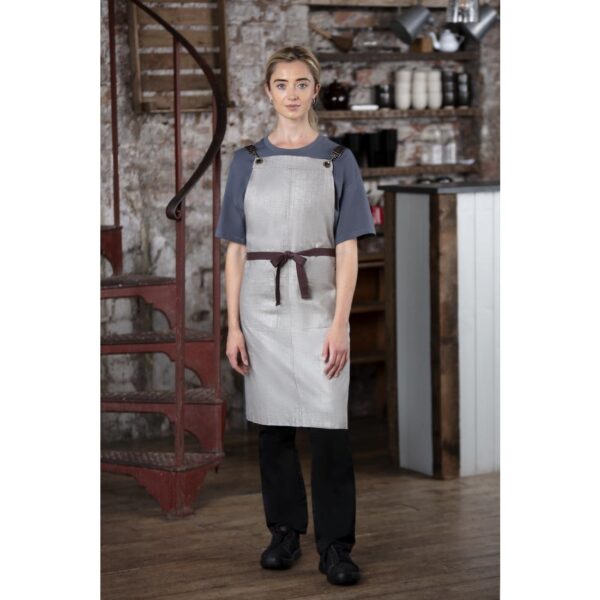 Southside Linen Blend Bib Apron Grey - Image 7