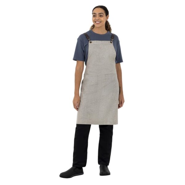 Southside Linen Blend Bib Apron Grey - Image 10