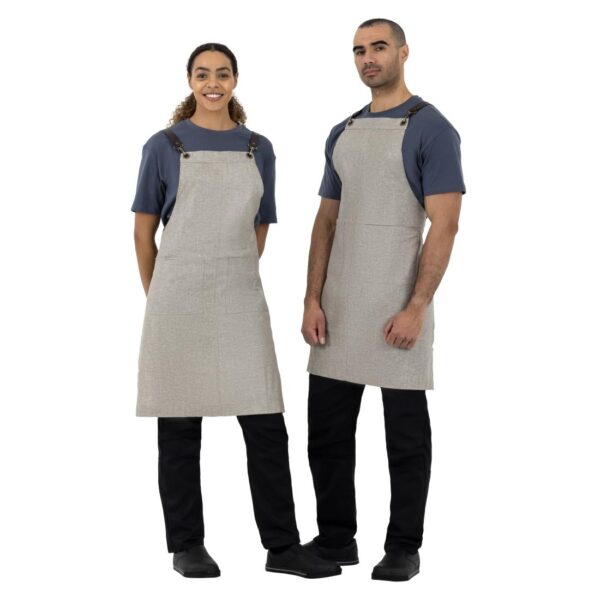 Southside Linen Blend Bib Apron Grey - Image 11