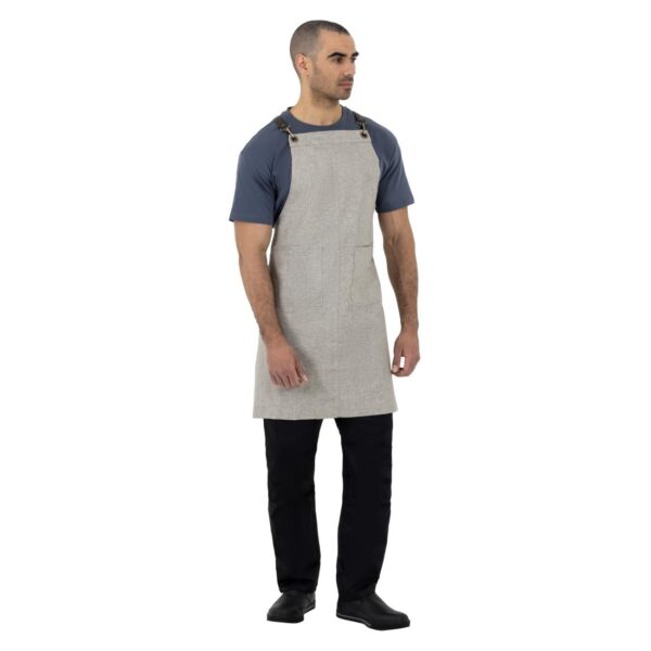 Southside Linen Blend Bib Apron Grey - Image 9