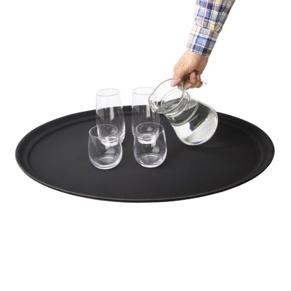 EDLP - Olympia Kristallon Anti-Slip Plastic Oval Tray Black - 686x560mm 27x22" - Image 8