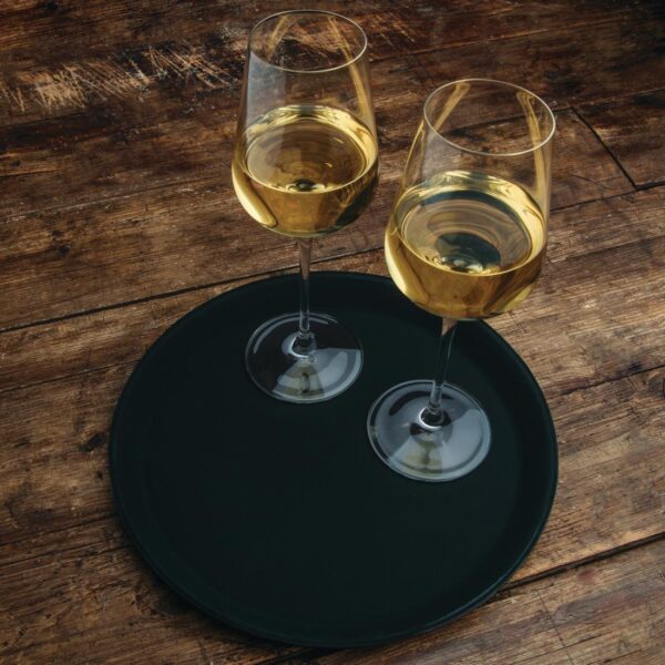 Olympia Kristallon Round Tray Black Plastic Anti-Slip - 280mm - Image 2