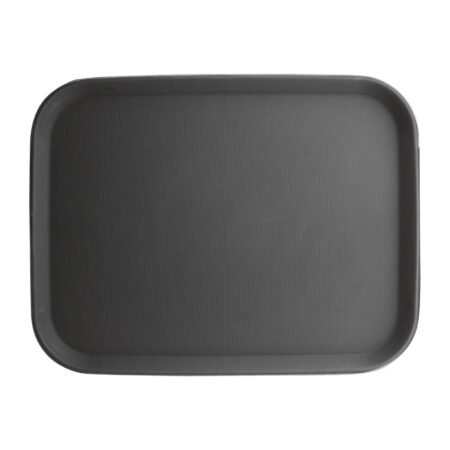 Olympia Kristallon Rectangular Tray Black Anti-Slip Plastic 356x458mm