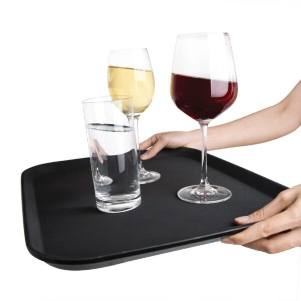 Olympia Kristallon Rectangular Tray Black Anti-Slip Plastic 356x458mm - Image 4
