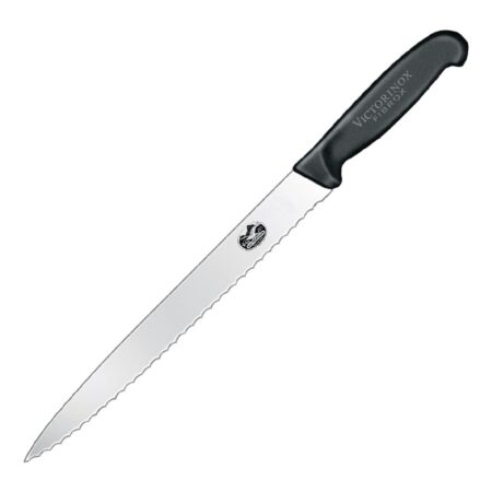 Victorinox Slicing Knife Pointed Tip Wavy Edge Black - 25cm
