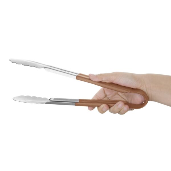 Hygiplas Colour Coded Serving Tong Brown - 300mm - Image 2