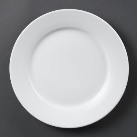 Olympia Whiteware Wide Rimmed Plate - 25.5cm 10" (Box 12)