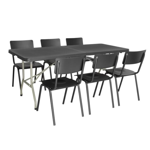 Bolero Centre Folding Black Table - 1.8m Long - Image 3
