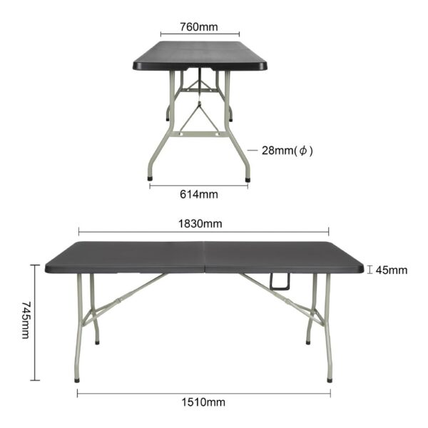 Bolero Centre Folding Black Table - 1.8m Long - Image 5