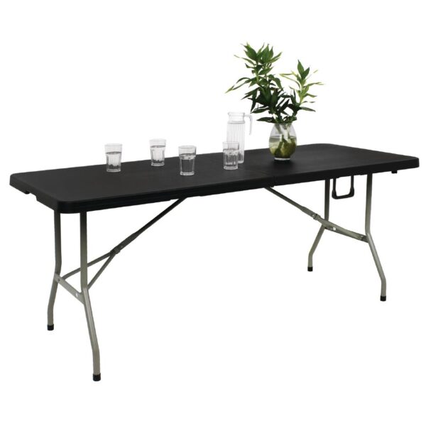 Bolero Centre Folding Black Table - 1.8m Long - Image 7