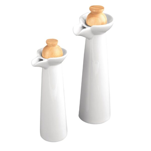 Olympia Whiteware Vinegar & Oil bottle set with Wooden Base & Stoppers (Box 1) - Image 4