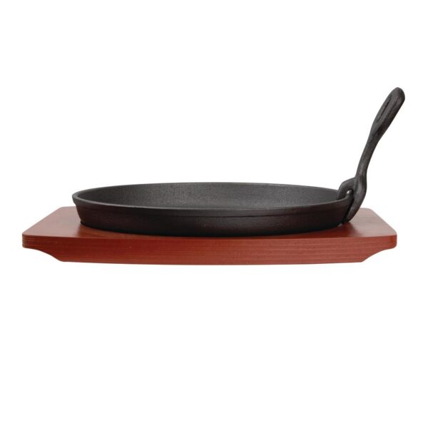Olympia Cast Iron Round Sizzler - 220mm with Wooden Stand - Image 5