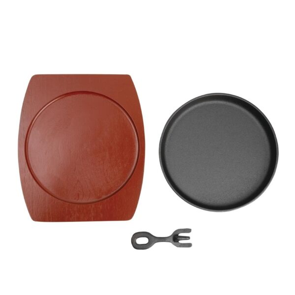 Olympia Cast Iron Round Sizzler - 220mm with Wooden Stand - Image 7