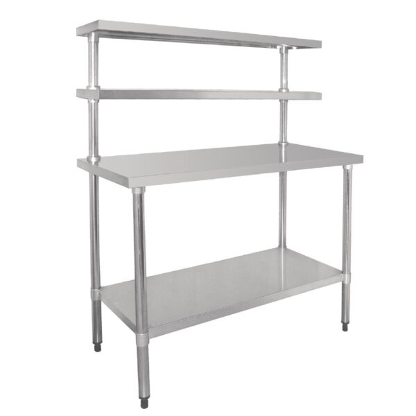 Vogue Table with Gantry Shelf St/St - 1500x1800x600mm