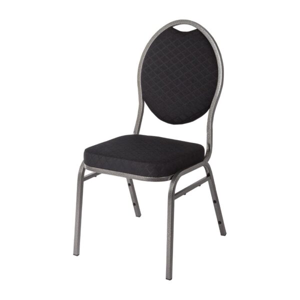 Bolero Steel Banqueting Chair Oval Back with Black Plain Cloth (Pack 4) - Image 3